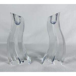 LENOX Ovations Cascade Lead Crystal Candle Holders Slovenia set/ 2 Good